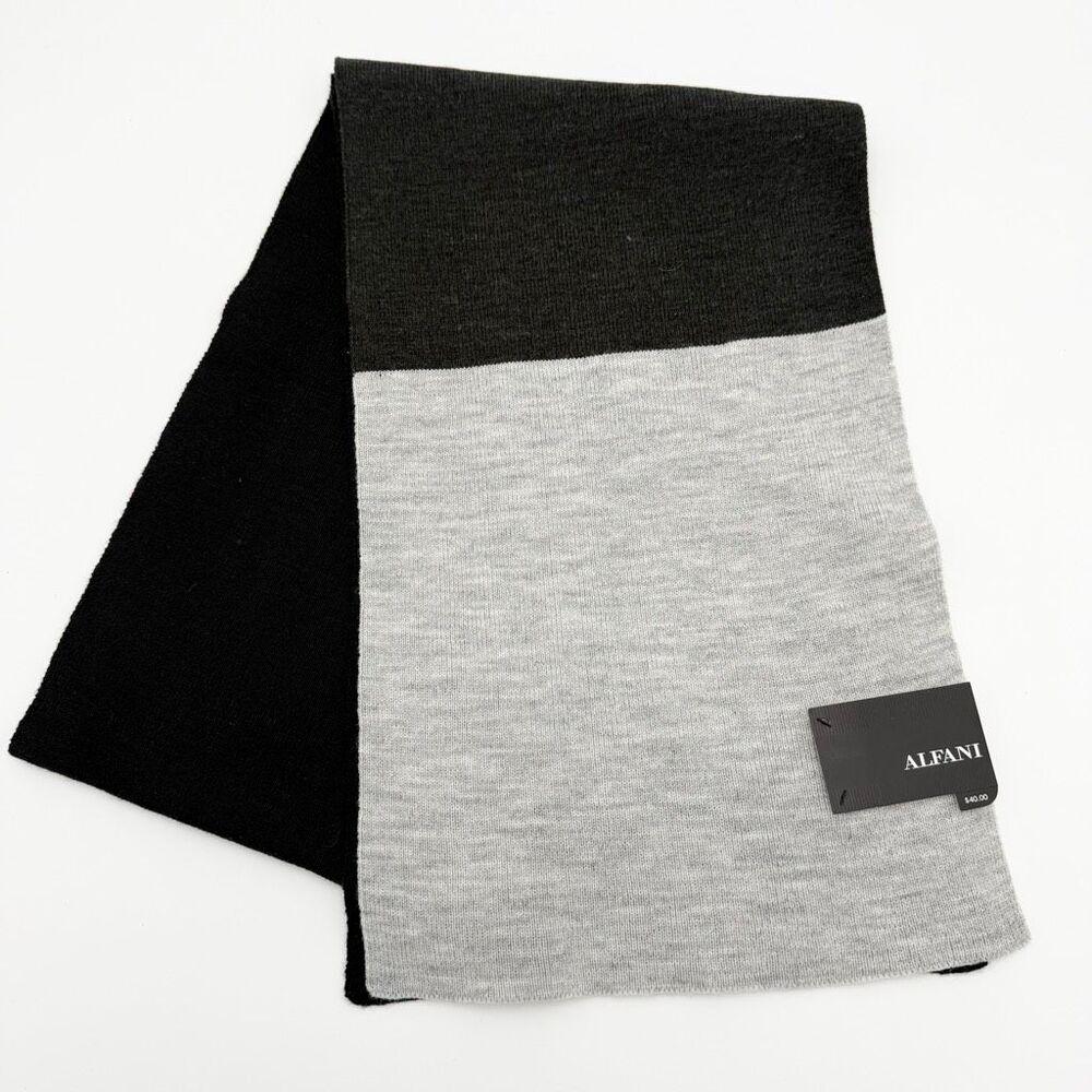 Alfani NWT Black Gray Colorblock Scarf NWT - Size OS